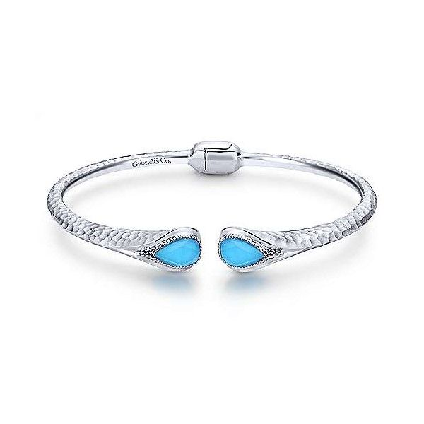 Sterling Silver Rock Crystal And Turquoise Split Bangle Dickinson Jewelers Dunkirk, MD