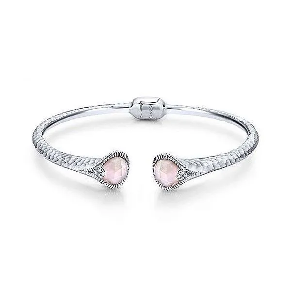 Sterling Silver Rock Crystal And Pink MOP Split Bangle Dickinson Jewelers Dunkirk, MD