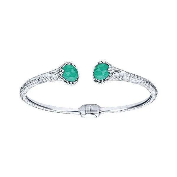 Sterling Silver Rock Crystal And Green Onyx Split Bangle Dickinson Jewelers Dunkirk, MD