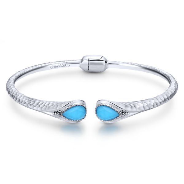 Sterling Silver Rock Crystal And Turquoise Split Bangle Dickinson Jewelers Dunkirk, MD
