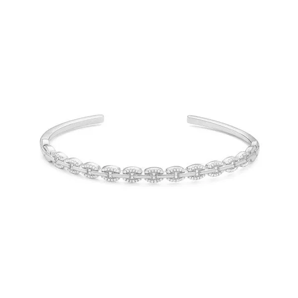 Sterling Silver Diamond Circles Connect Cuff Bracelet Dickinson Jewelers Dunkirk, MD