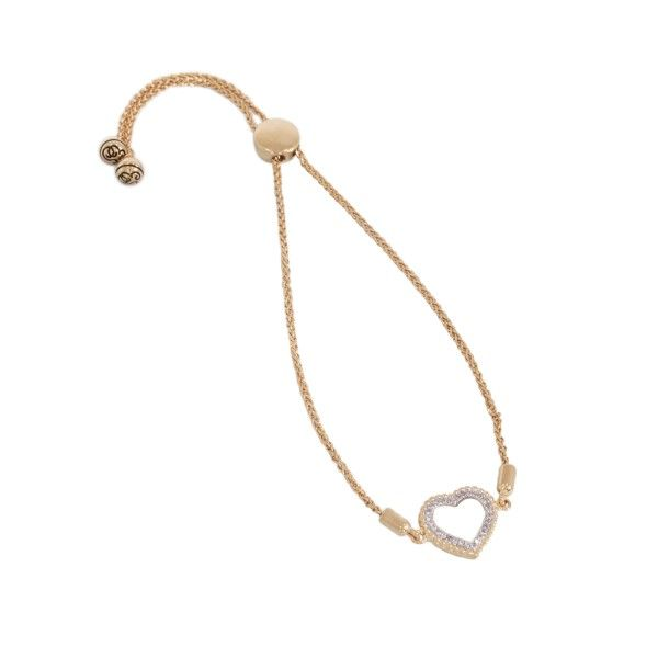 Sterling Silver and 14Kt Yellow Gold Plated Beaded Heart Diamond Bracelet Dickinson Jewelers Dunkirk, MD