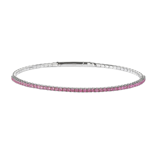 Sterling Silver Simulated Pink Sapphire Birthstone Tennis Bracelet Dickinson Jewelers Dunkirk, MD