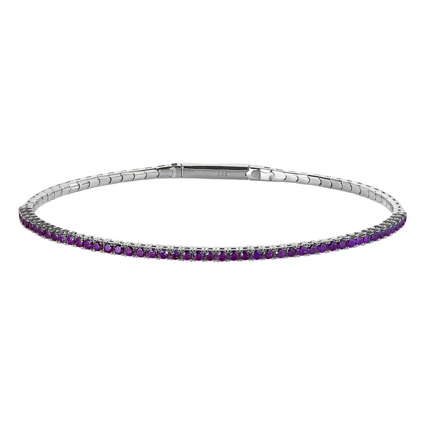 Sterling Silver Simulated Amethyst Birthstone Tennis Bracelet Dickinson Jewelers Dunkirk, MD