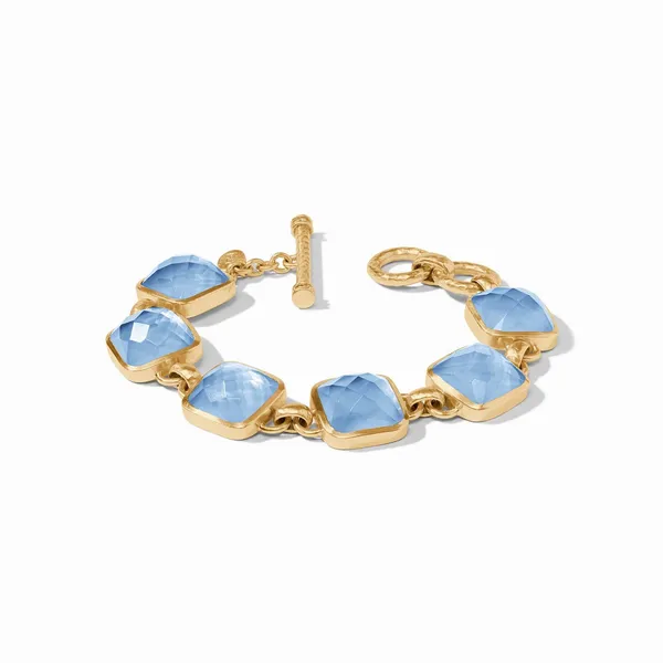 24ky Gold Plated "Catalina" Stone Bracelet in Iridescent Chalcedony Blue Dickinson Jewelers Dunkirk, MD