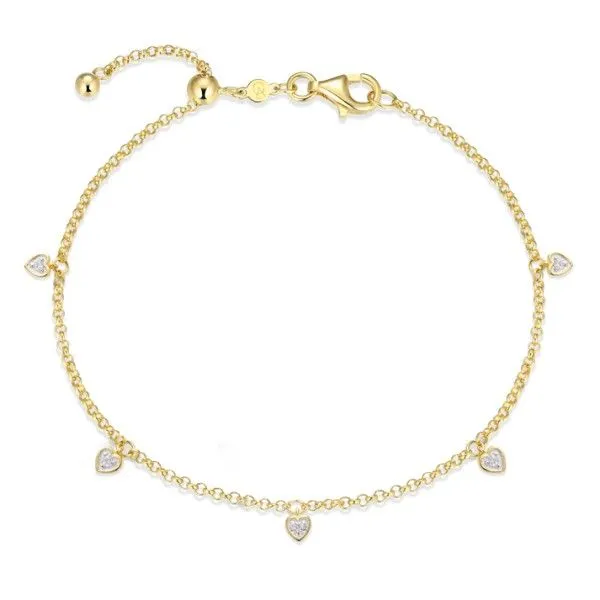 14k Gold Plated Dangle Hearts Bolo Bracelet Dickinson Jewelers Dunkirk, MD
