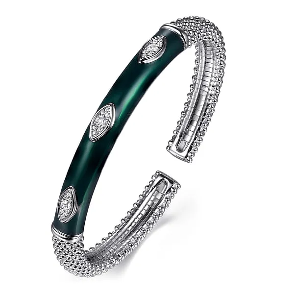 Sterling Silver White Sapphire Bujukan Split Bangle Image 2 Dickinson Jewelers Dunkirk, MD
