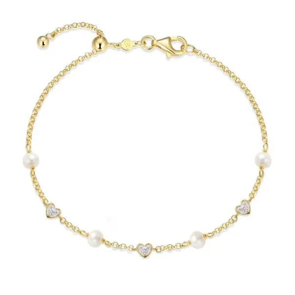 14k Gold Plated Hearts and Pearls Bolo Bracelet Dickinson Jewelers Dunkirk, MD