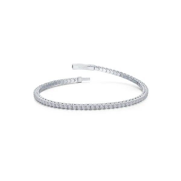 Lafonn Silver and Platinum Bonded Tennis Bangle Bracelet Dickinson Jewelers Dunkirk, MD