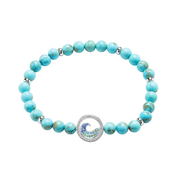 Sterling Silver Turquoise Wave Stretchy Bracelet Dickinson Jewelers Dunkirk, MD