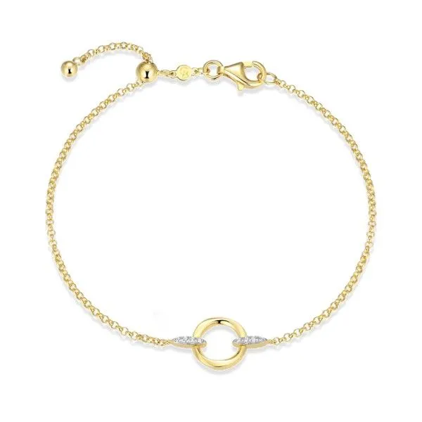 14Kt Yellow Gold Plated .03cttw LAB DIAMONDS Knife Edge Circle Link Bolo Bracelet Dickinson Jewelers Dunkirk, MD