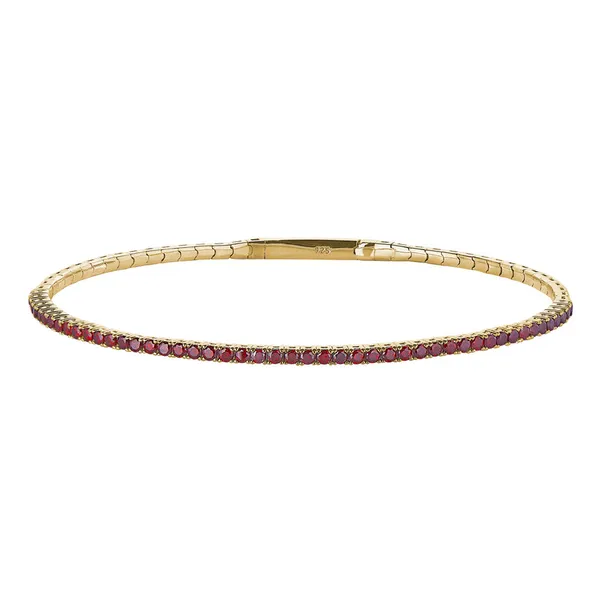 Gold Plated Simulated Garnet Birthstone Flexible Tennis Bracelet Dickinson Jewelers Dunkirk, MD