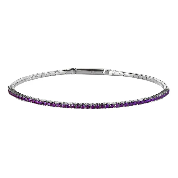 Sterling Silver Simulated Amethyst Birthstone Bracelet Dickinson Jewelers Dunkirk, MD