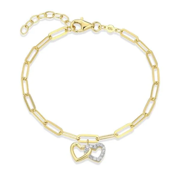 14k Gold Plated Twin Heart Paperclip Bracelet Dickinson Jewelers Dunkirk, MD