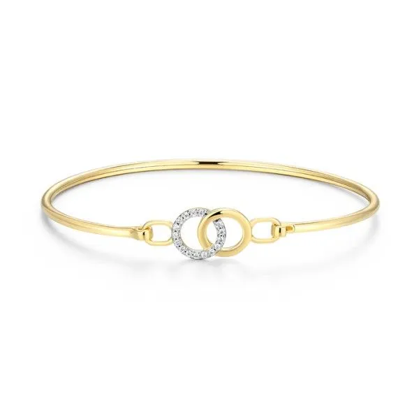 14k Gold Plated LAB DIAMONDS Twin Circle Flex Bangle Bracelet Dickinson Jewelers Dunkirk, MD