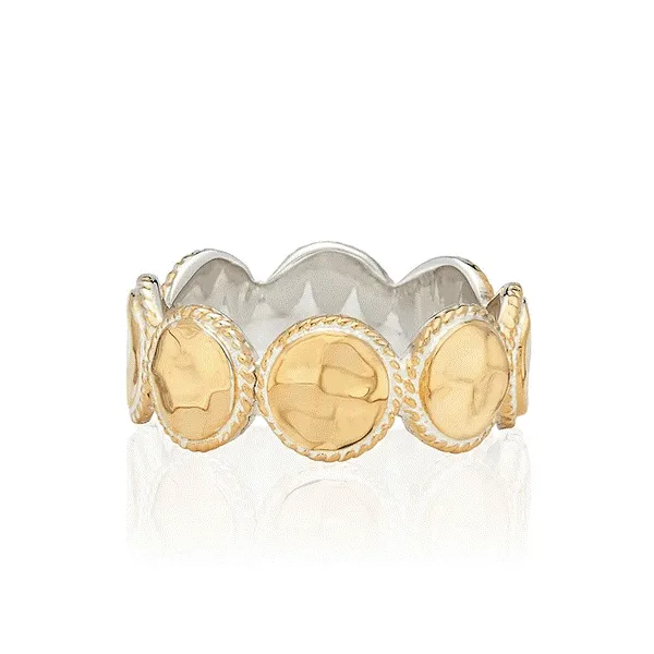 Hammered Multi-Disc Ring - Sterling Silver/18k Gold Plated - Size 7 Dickinson Jewelers Dunkirk, MD
