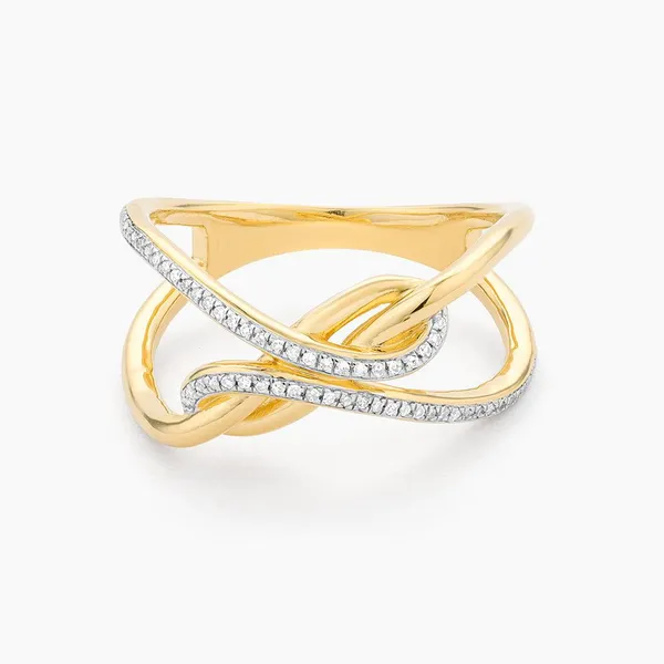Sterling Silver/14k Yellow Gold Plated "Tie the Knot" Diamond Ring Dickinson Jewelers Dunkirk, MD