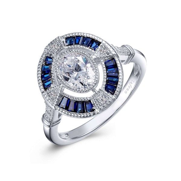 Lassaire Simulated Diamond and Lab Sapphires Ring - Sz 7 Dickinson Jewelers Dunkirk, MD