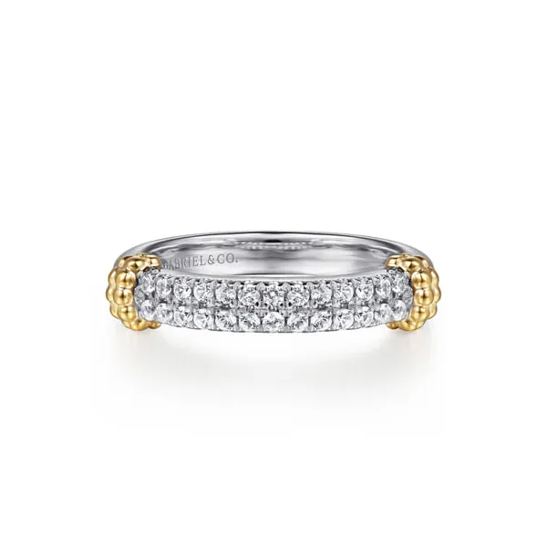 Sterling Silver and 14K Yellow Gold White Sapphire Stackable Ring Dickinson Jewelers Dunkirk, MD