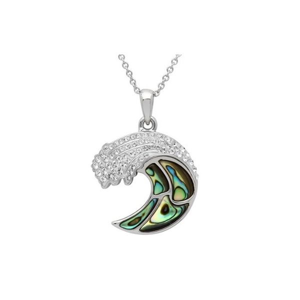 Sterling Silver And Swarovski® Crystal Abalone Wave Pendant Dickinson Jewelers Dunkirk, MD