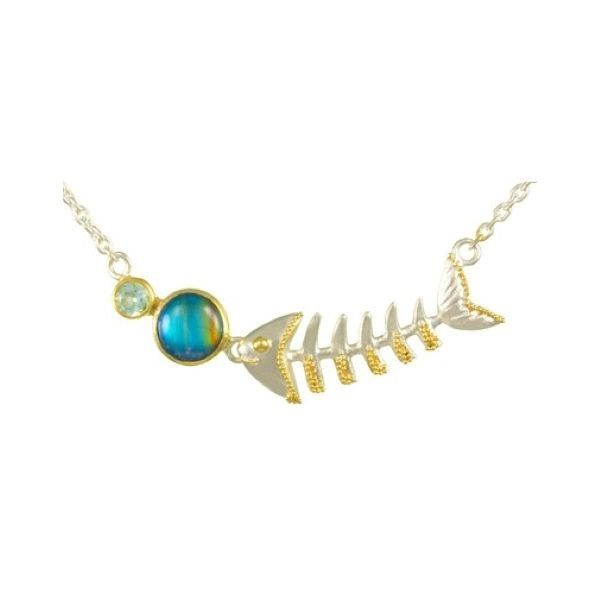 Sterling Silver Moonstone And Blue Topaz Fish Bone Necklace Dickinson Jewelers Dunkirk, MD