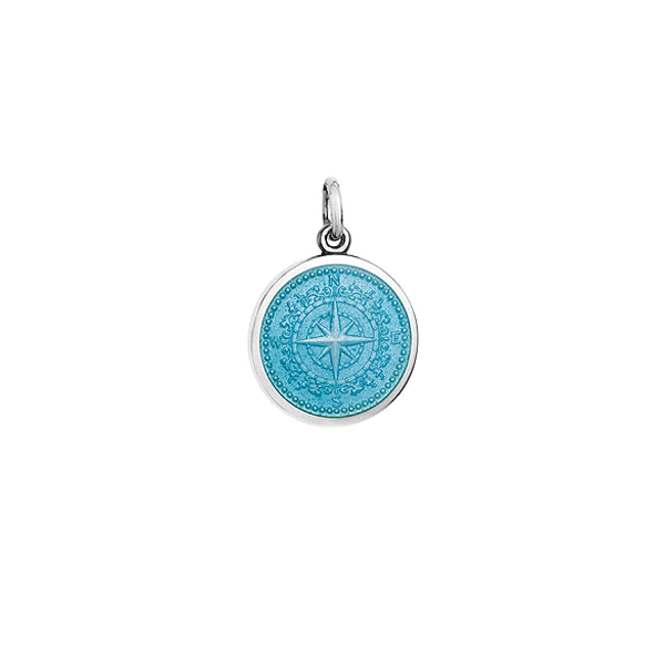 Small Light Blue Enamel Compass Rose Pendant 001-640-14737