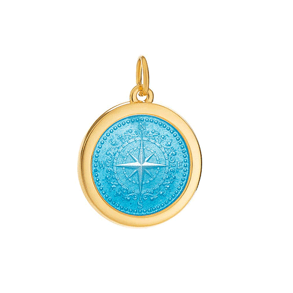 Gold Vermeil And Light Blue Enamel Compass Rose Pendant Dickinson Jewelers Dunkirk, MD