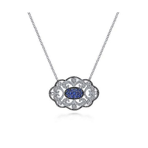 Sterling Silver Blue And White Sapphire Necklace Dickinson Jewelers Dunkirk, MD