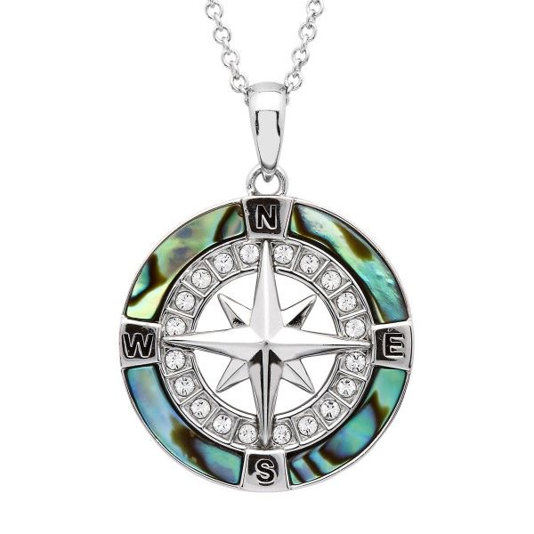 Abalone And Swarovski® Crystals Compass Pendant Dickinson Jewelers Dunkirk, MD