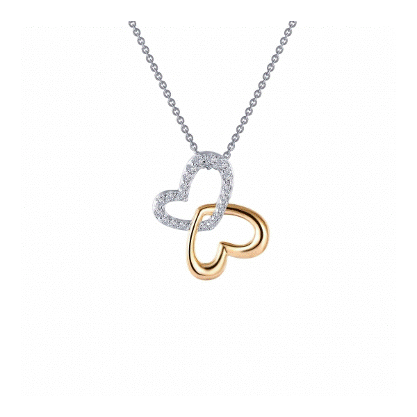 Lassaire Simulated Diamond Double Heart Shadow Necklace Dickinson Jewelers Dunkirk, MD