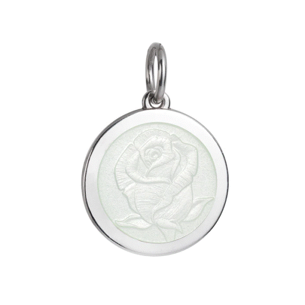 Medium White Enamel Rose Pendant Dickinson Jewelers Dunkirk, MD
