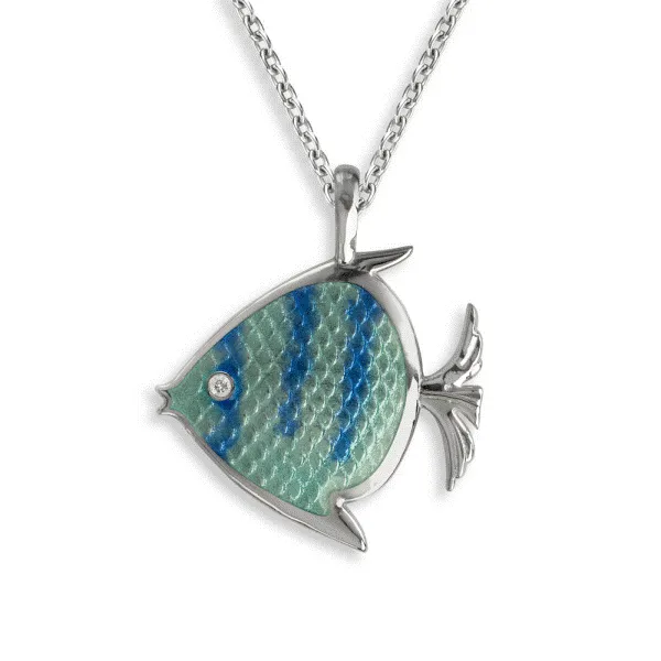 Sterling Silver And Enamel Angel Fish Pendant 002 640 15407