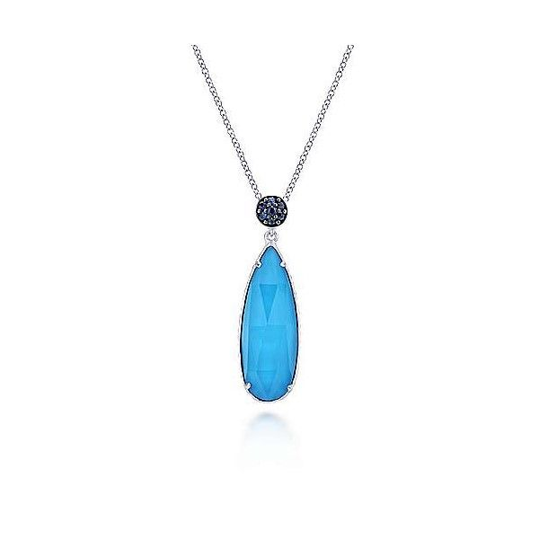 Sterling Silver Rock Crystal, Turquoise And Sapphire Pendant Dickinson Jewelers Dunkirk, MD