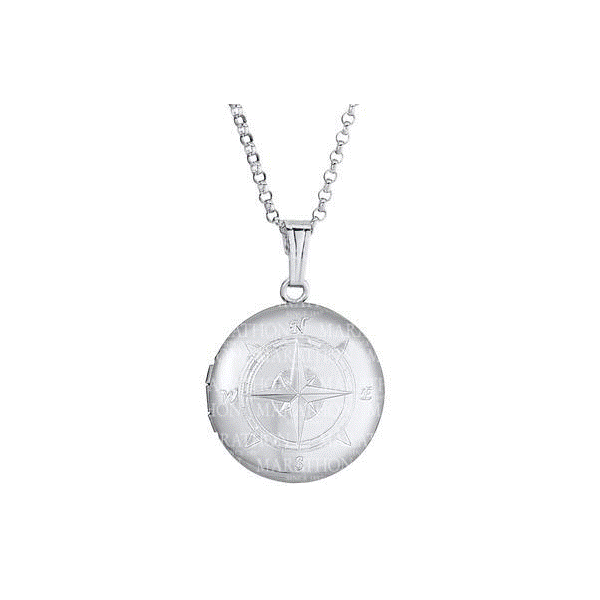 Sterling Silver Compass Locket Necklace Dickinson Jewelers Dunkirk, MD