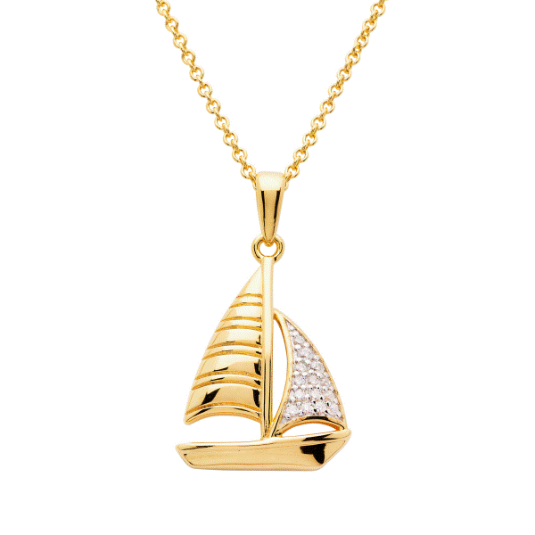 Sterling Silver and Vermeil Sailboat Pendant Dickinson Jewelers Dunkirk, MD