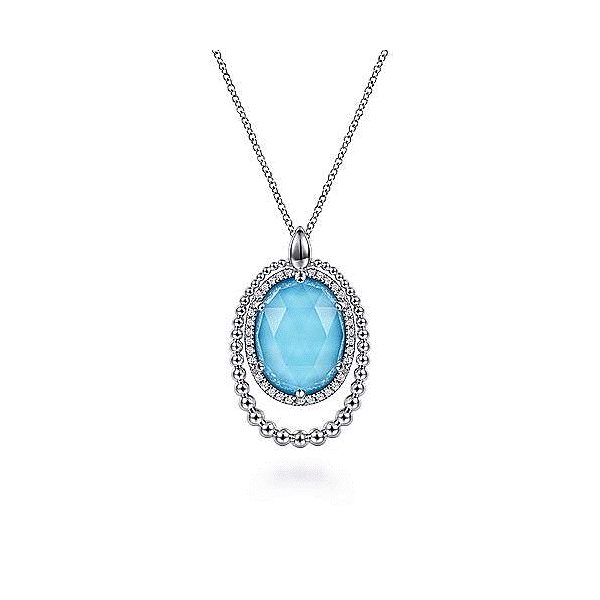 Sterling Silver Rock Crystal and Turquoise Necklace Dickinson Jewelers Dunkirk, MD