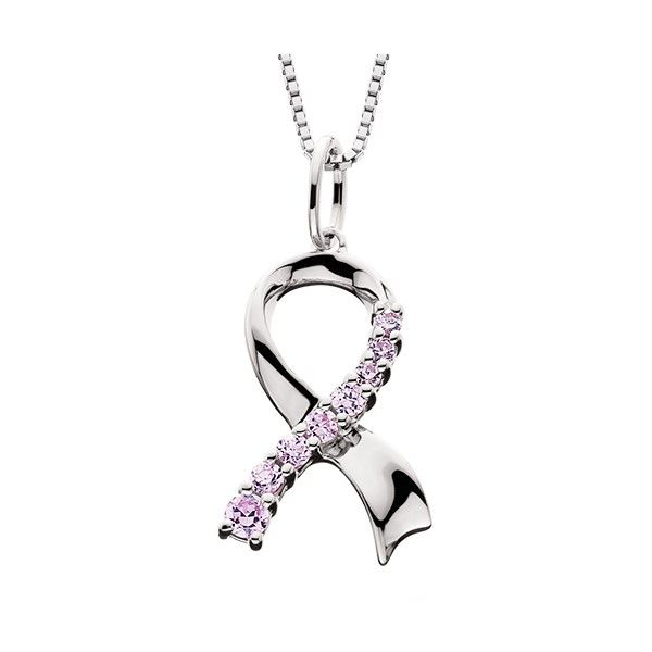 Sterling Silver Pink CZ Ribbon Pendant Dickinson Jewelers Dunkirk, MD