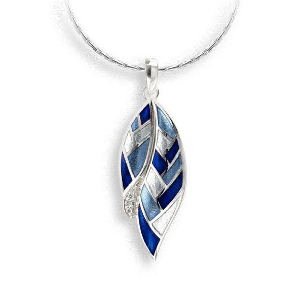 Sterling Silver and Enamel Blue Harliquin Feather Pendant Dickinson Jewelers Dunkirk, MD