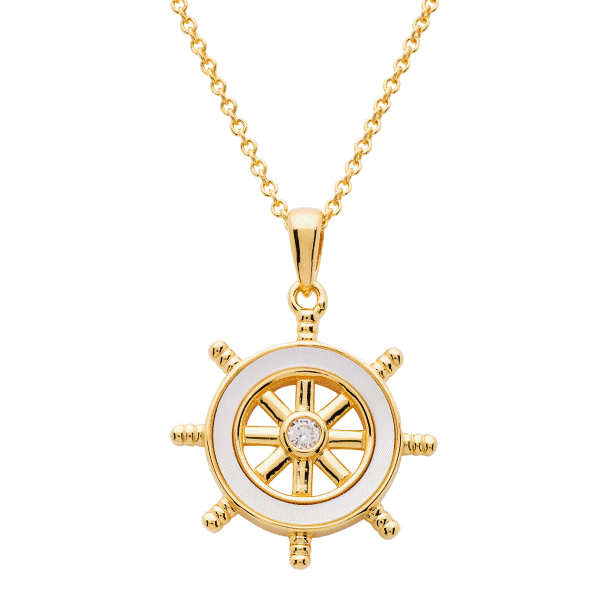 Sterling Silver and Vermeil Ships Wheel Pendant Dickinson Jewelers Dunkirk, MD