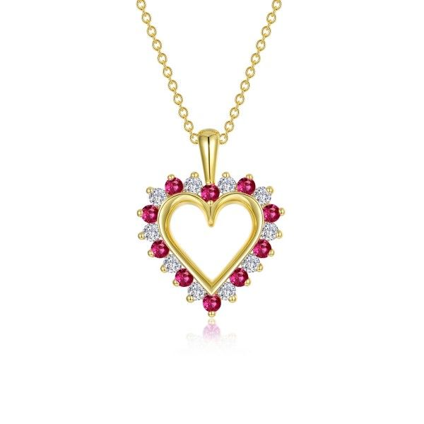 Lassaire Simulated and Lab Grown Ruby Heart Necklace Dickinson Jewelers Dunkirk, MD