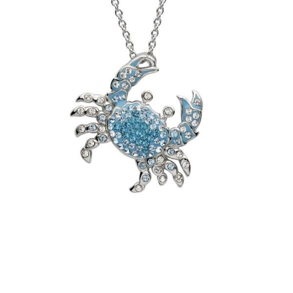 Sterling Silver Blue SW Crystal Crab Necklace Dickinson Jewelers Dunkirk, MD