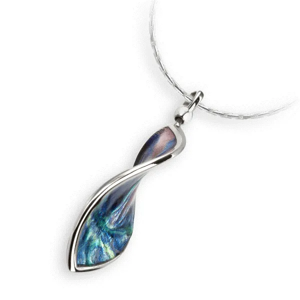 Sterling Silver and Enamel Double Sided Twist Pendant Image 2 Dickinson Jewelers Dunkirk, MD