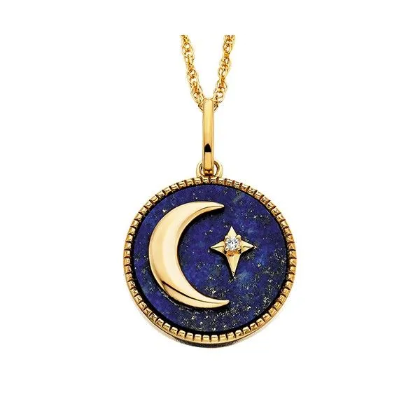 Yellow Gold Plated Lapis Celestial Pendant Dickinson Jewelers Dunkirk, MD