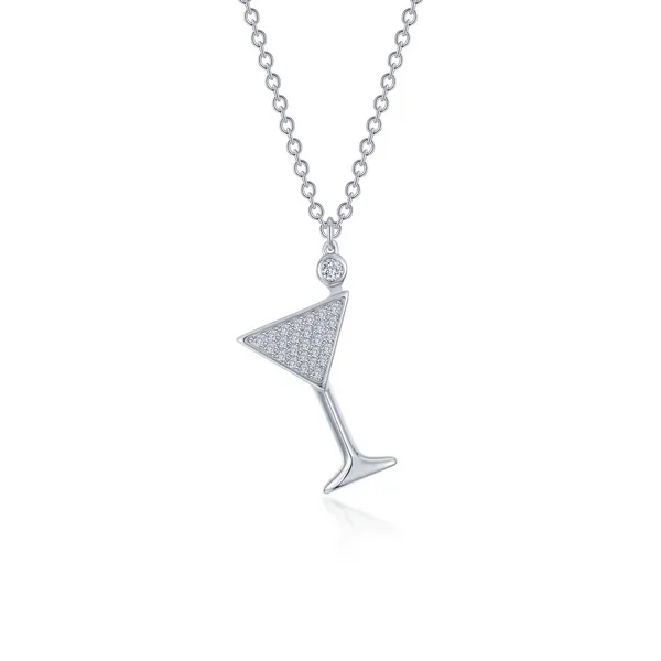 SS/Plat Bonded Lassaire Simulated Diamond Pave Martini Glass Pendant Dickinson Jewelers Dunkirk, MD