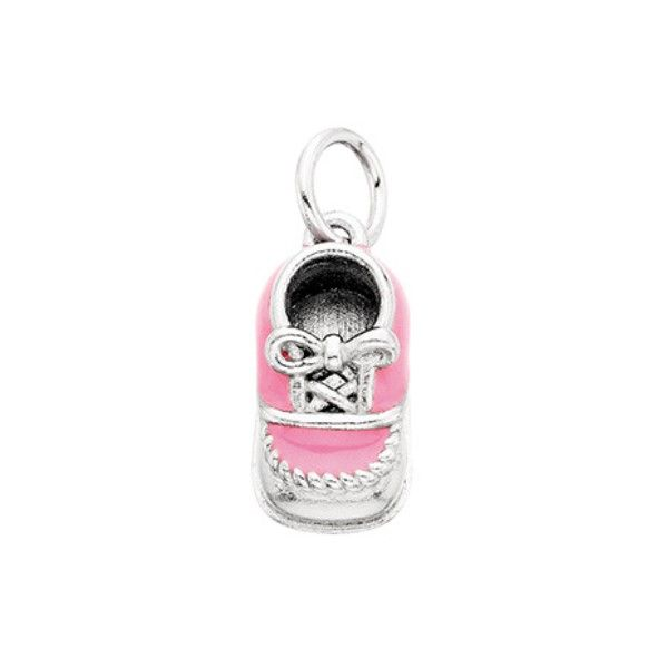 Sterling Silver Pink Baby Shoe Charm Pendant Dickinson Jewelers Dunkirk, MD