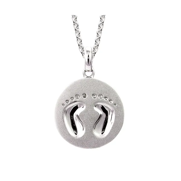 Sterling Silver Round Footprints Pendant Dickinson Jewelers Dunkirk, MD