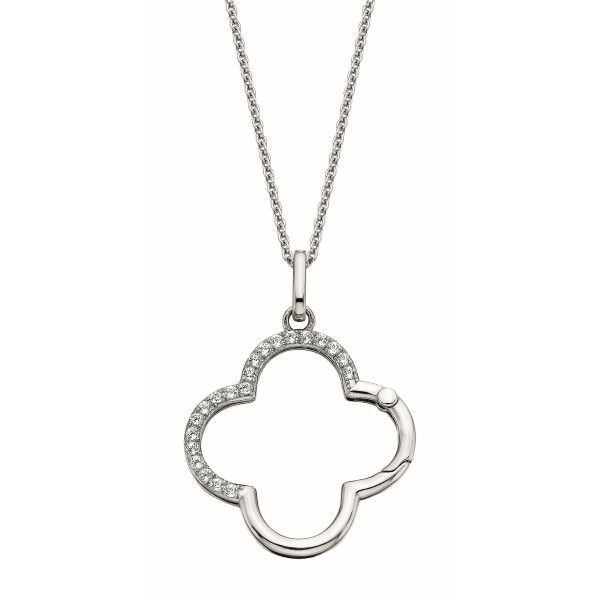 Sterling Silver White Topaz Clover Charm Holder Pendant Dickinson Jewelers Dunkirk, MD
