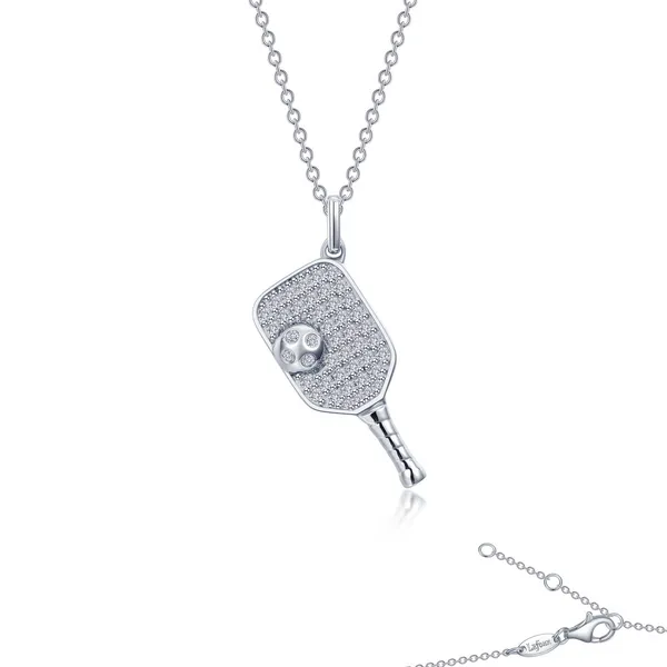 SS/Plat Bonded Lassaire Simulated Diamond Pickleball Necklace Dickinson Jewelers Dunkirk, MD