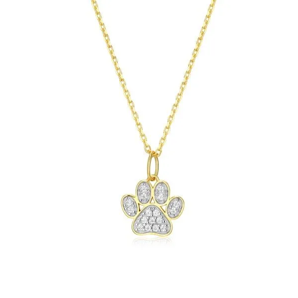 14Kt Gold Plated LAB DIAMONDS Paw Print Pendant Dickinson Jewelers Dunkirk, MD