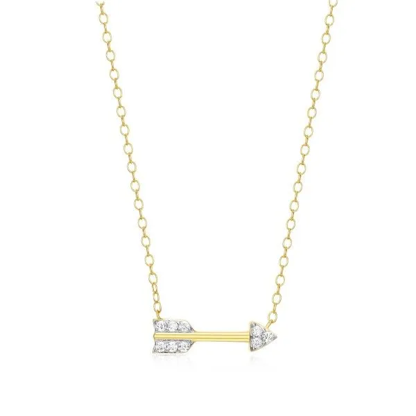 14Kt Gold Plated LAB DIAMONDS Arrow Statement Necklace Dickinson Jewelers Dunkirk, MD